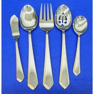 5 Wallace GOLDEN FASCINATION Glossy 18/8 Stainless KOREA Flatware SERVING PIECES